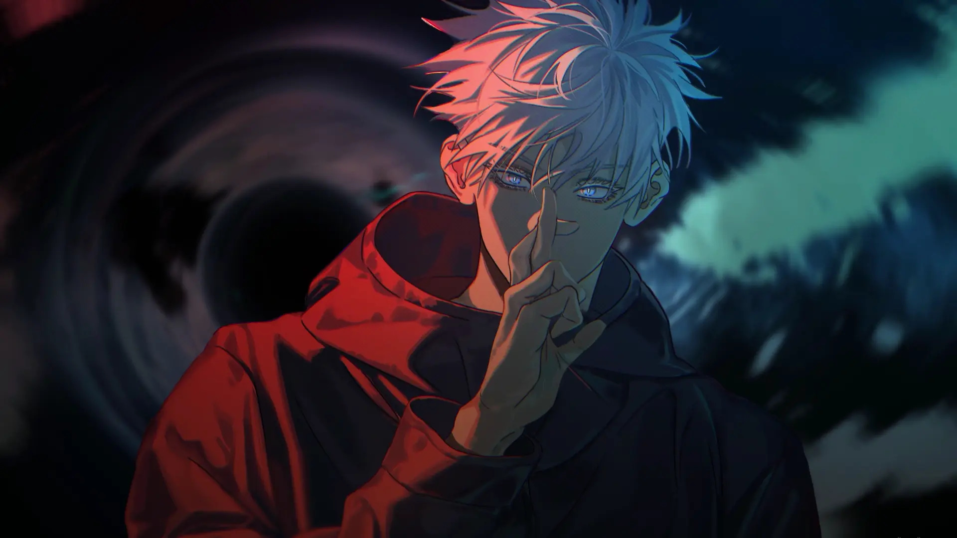 White Hair Red Hoodie Anime Wallpaper – free HD wallpaper