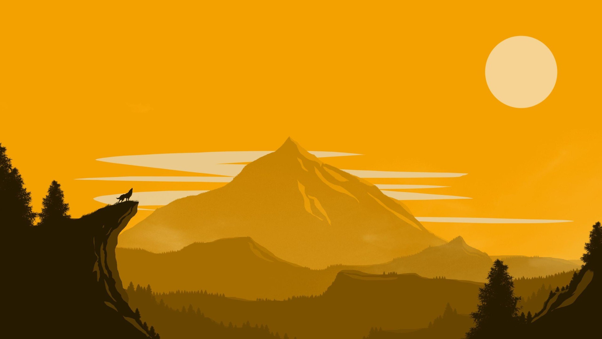 Golden Wolf Mountain Wallpaper – free HD wallpaper