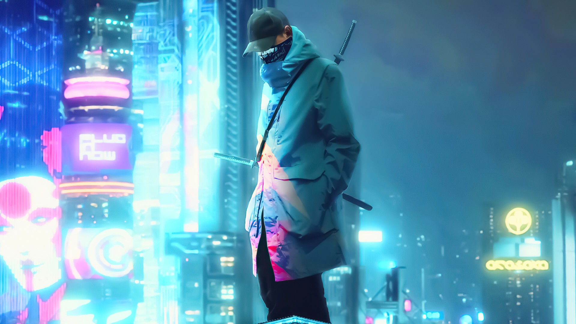 Cyberpunk 2077 Neon Samurai Wallpaper – free HD wallpaper