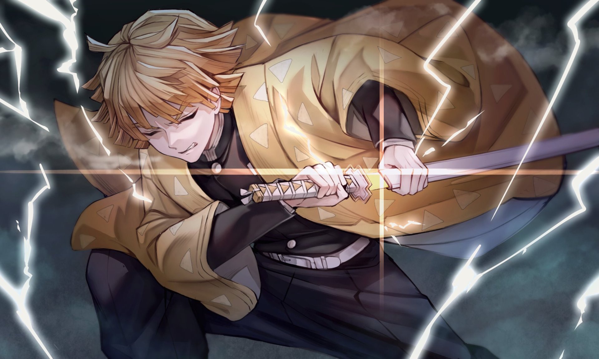 Zenitsu Lightning Anime Wallpaper – free HD wallpaper